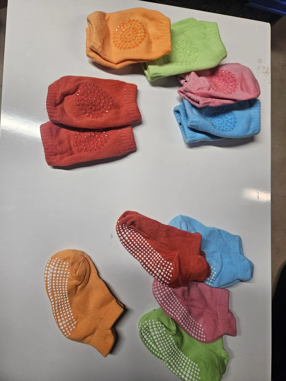 Non-Slip Toddler Grip Socks And Knee Gaurds - Multi Color Pack Medium 12 Month